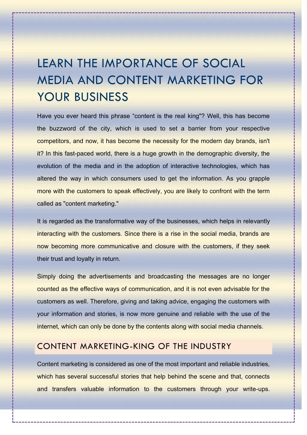learn the importance of social media and content