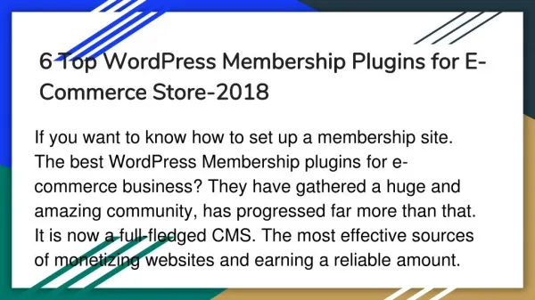 6 Top WordPress Membership Plugins for E-Commerce Store-2018