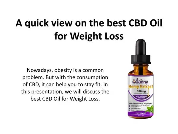 Best CBD Oil For Weight Loss