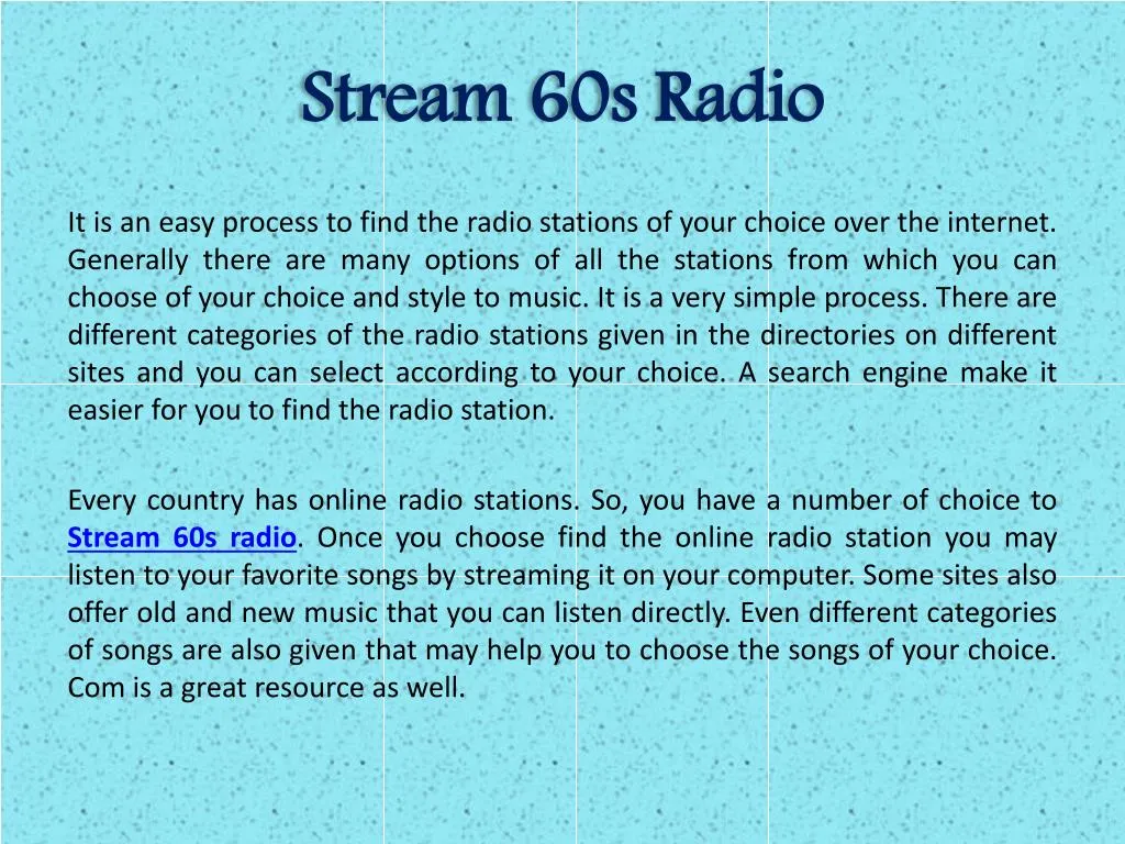 stream 60s radio