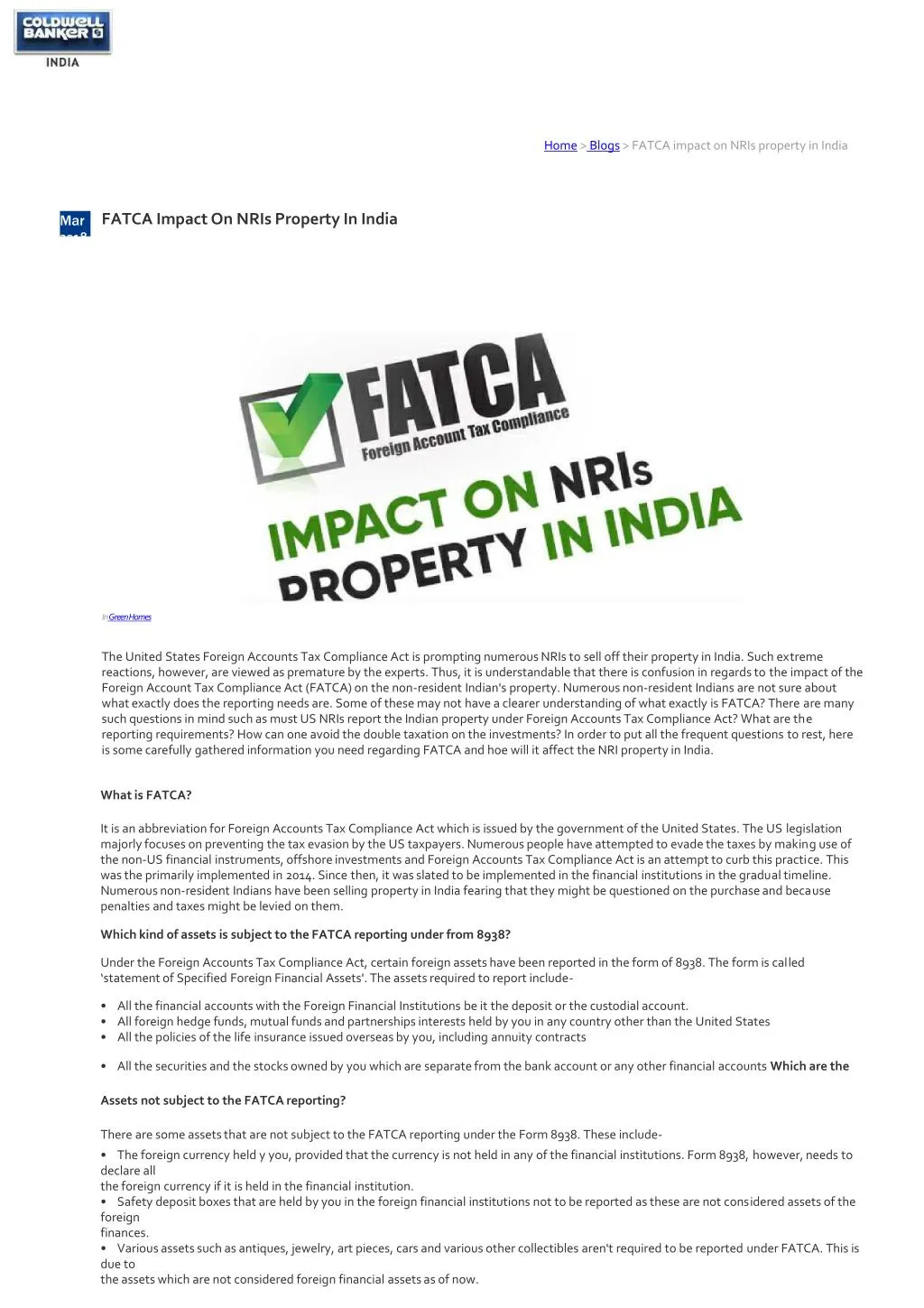 home blogs fatca impact on nris property in india