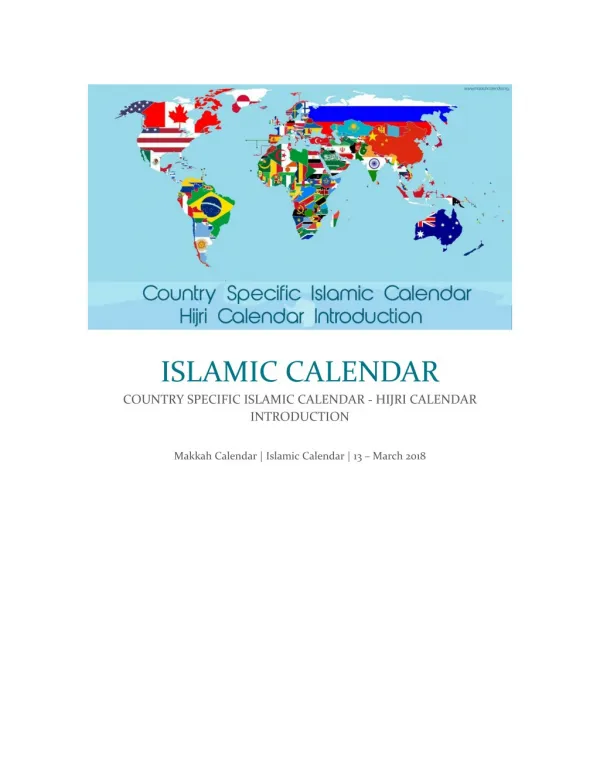 Country Specific Islamic Calendar - Hijri Calendar Introduction