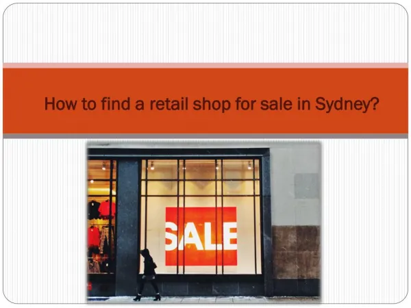 Retail Shop for sale in Sydney