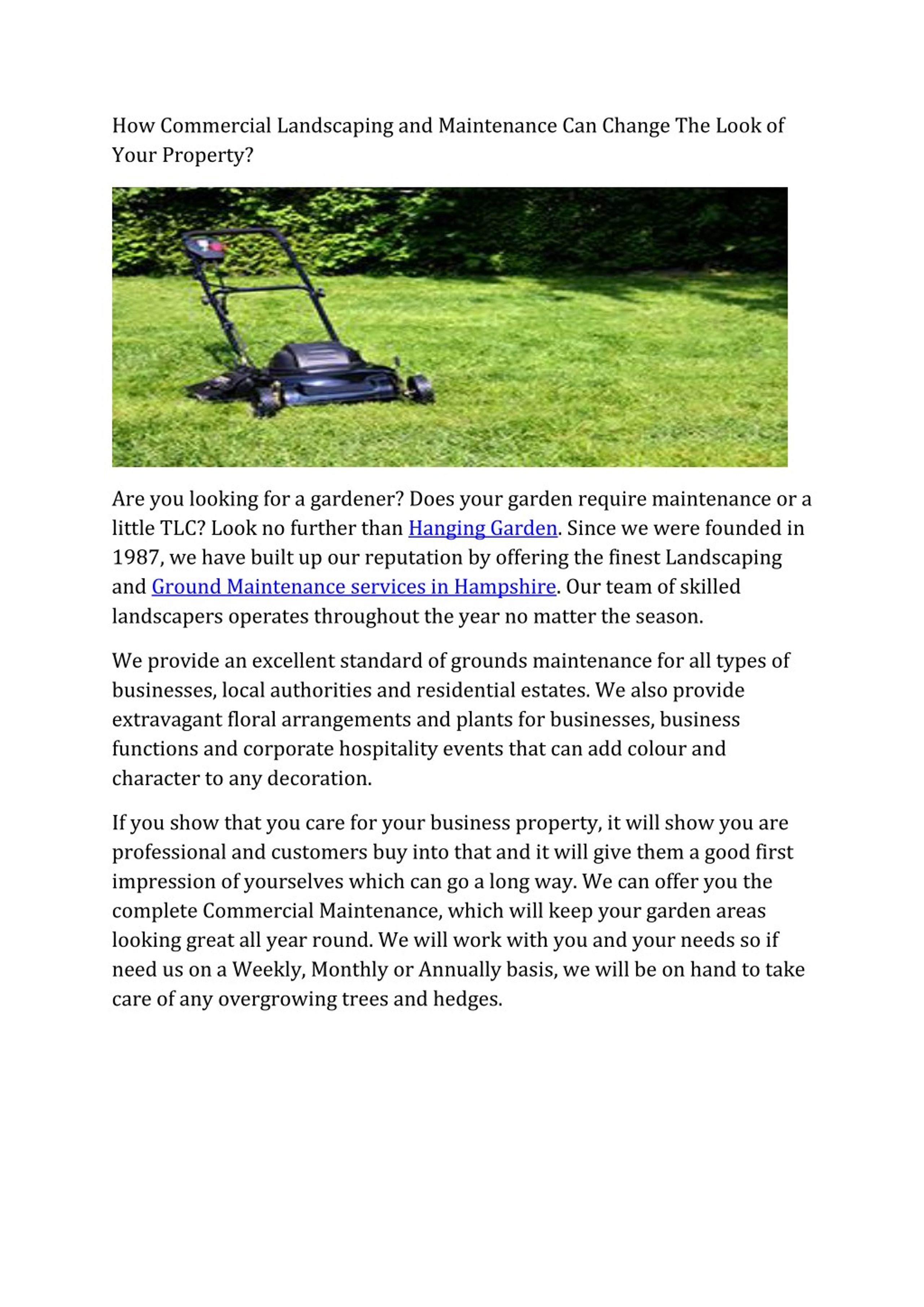 PPT - How Commercial Landscaping and Maintenance Can Change The Look of ...