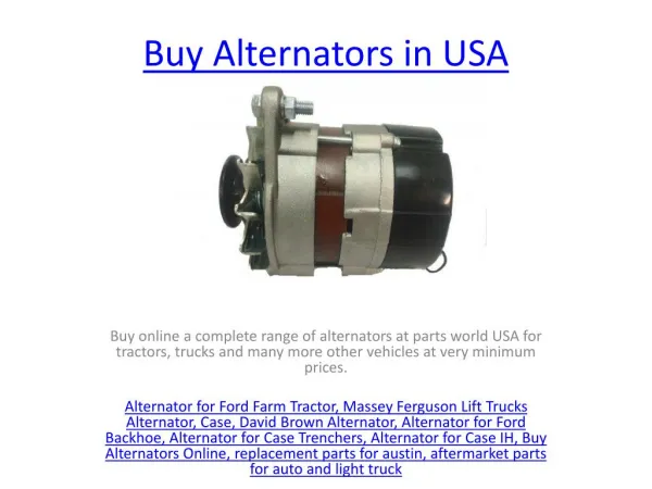 Alternator for Ford Industrial Tractor