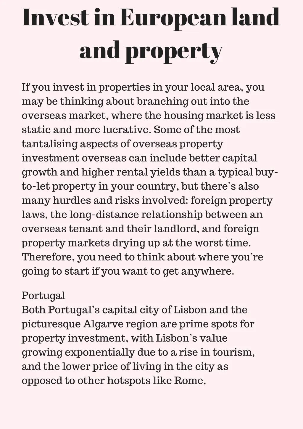 invest in european land and property