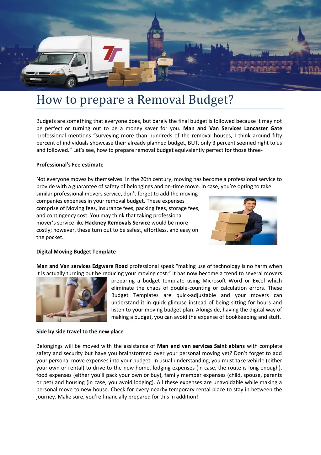 how to prepare a removal budget