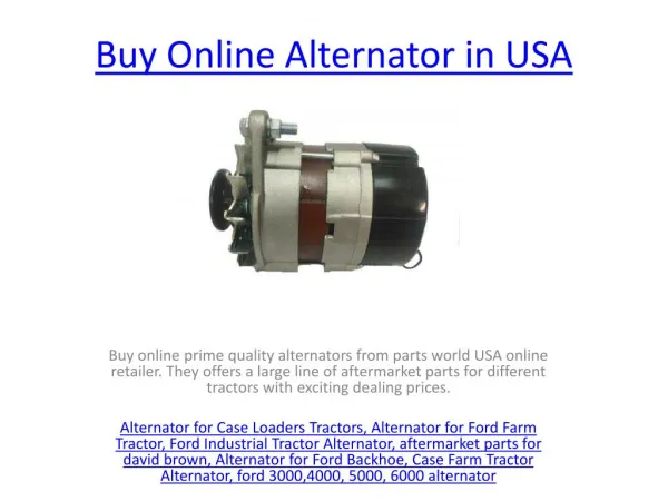 Alternator for Ford Farm Tractor