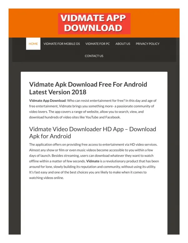 Vidmate for PC free download