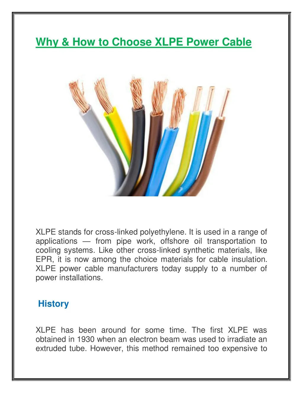 why how to choose xlpe power cable