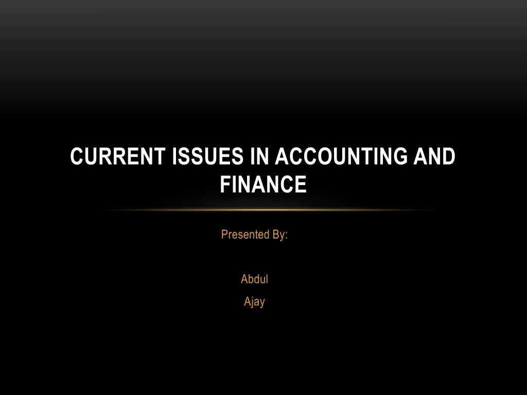 current issues in accounting and finance