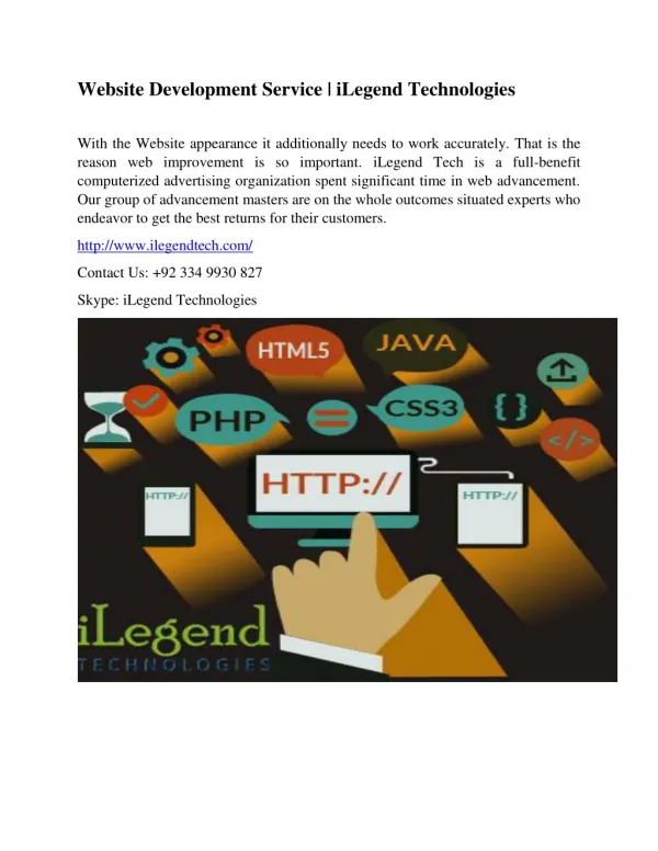 website development service ilegend technologies