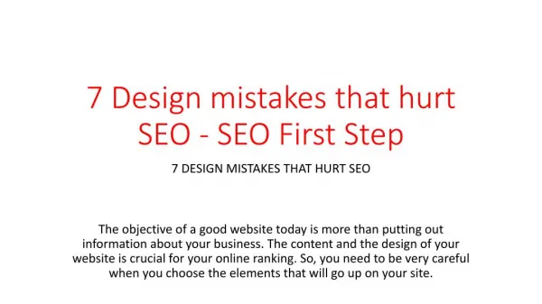7 Design mistakes that hurt SEO - SEO First Step
