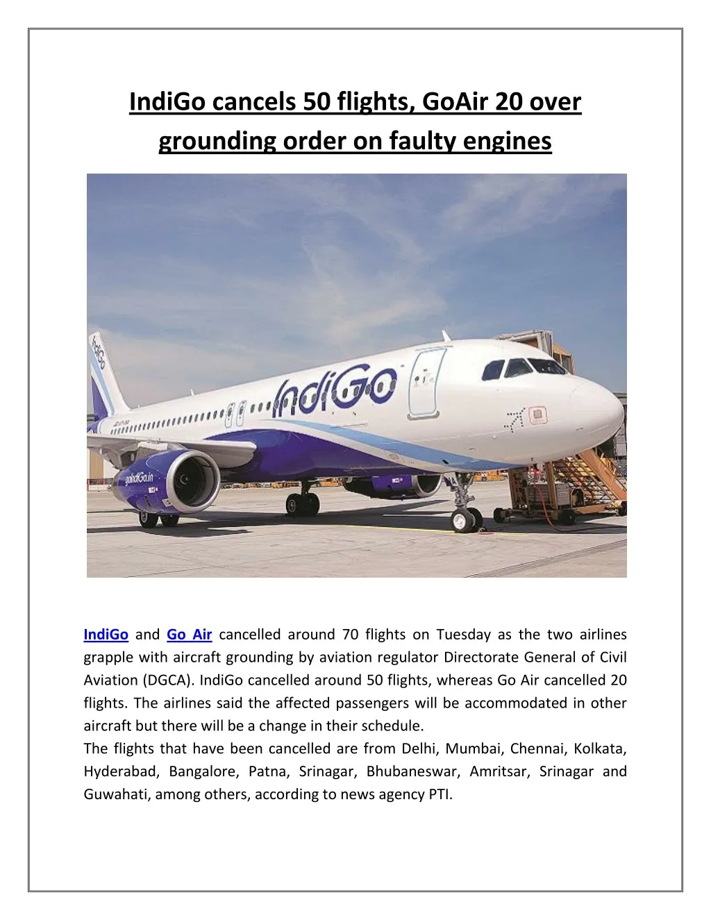 indigo cancels 50 flights goair 20 over grounding