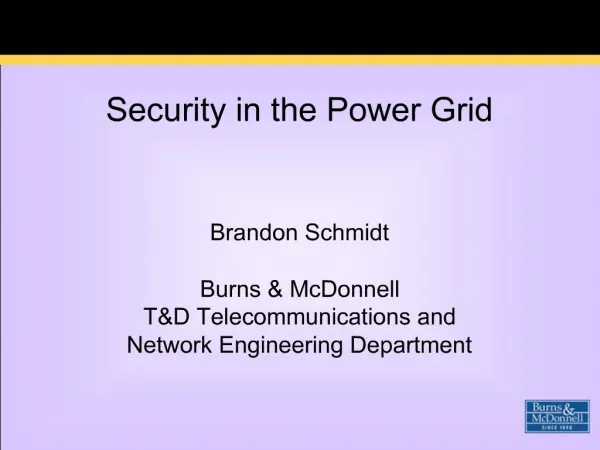 Security in the Power Grid