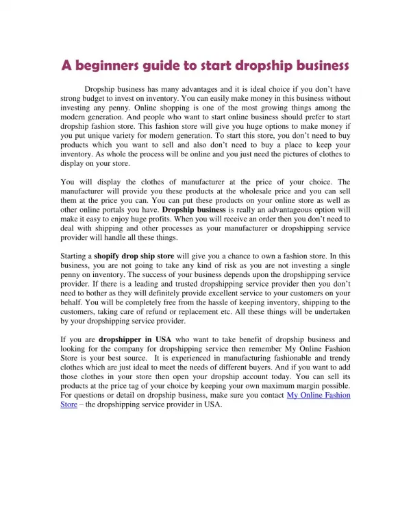A beginners guide to start dropship business
