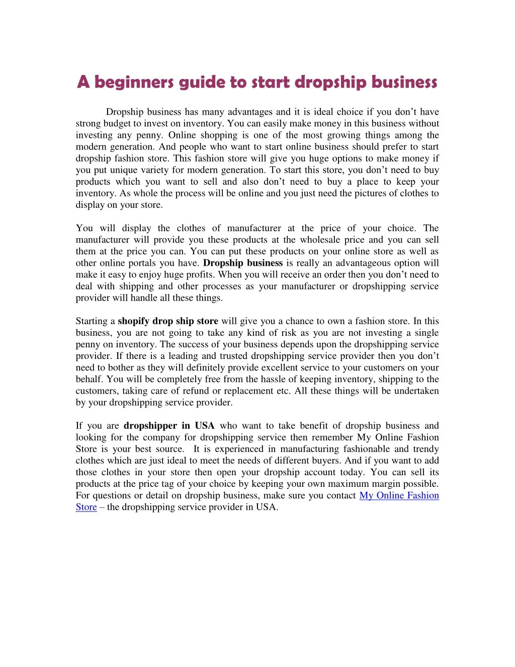 a beginners guide to start dropship business