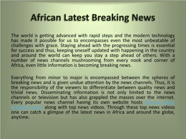 African latest breaking news