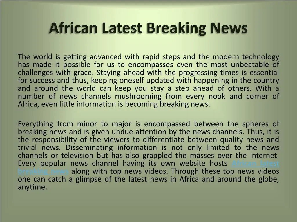 african latest breaking news