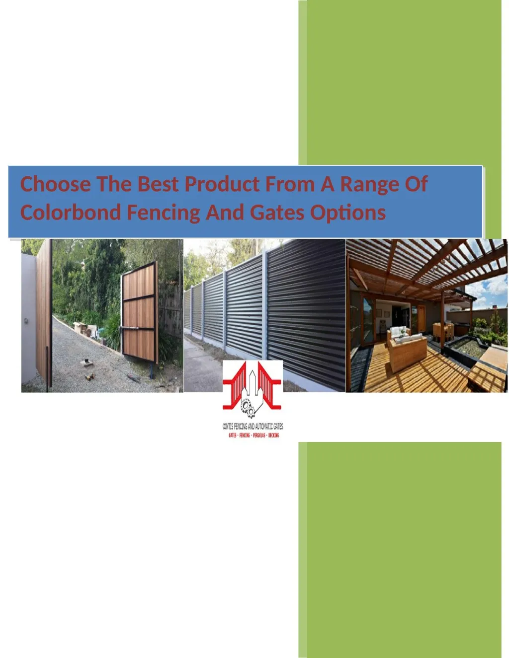 choose the best product from a range of colorbond