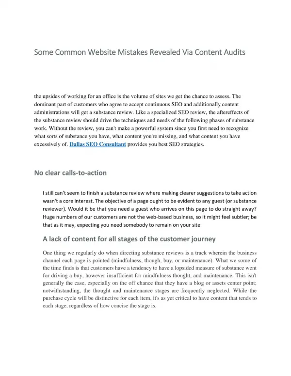 Some Common Website Mistakes Revealed Via Content Audits