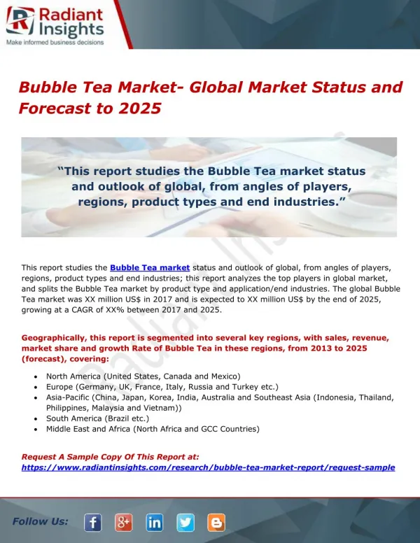 Bubble Tea Market- Global Market Status and Forecast to 2025