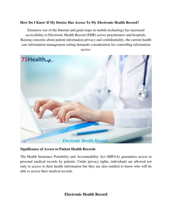 Electronic Health Record