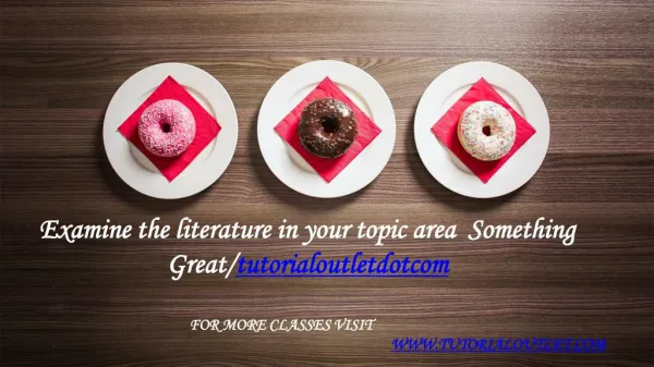 Examine the literature in your topic area Something Great /tutorialoutletdotcom