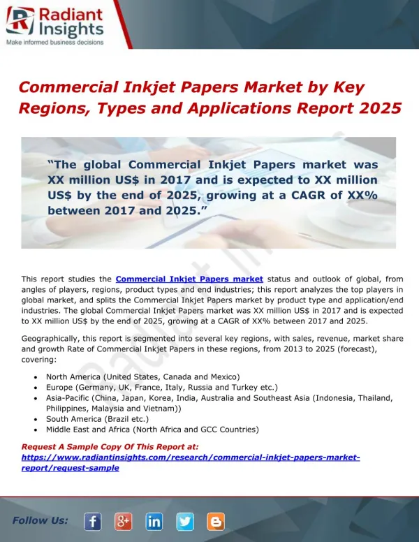 Commercial Inkjet Papers Market by Key Regions, Types and Applications Report 2025