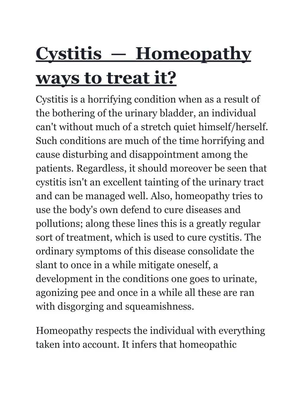 cystitis homeopathy ways to treat it