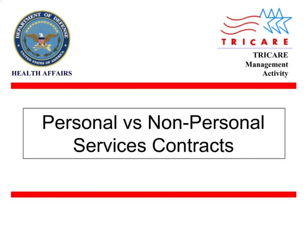 Personal vs Non-Personal Services Contracts