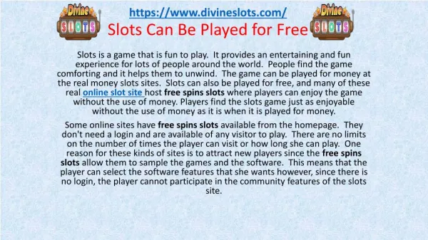 Slots Can Be Played for Free