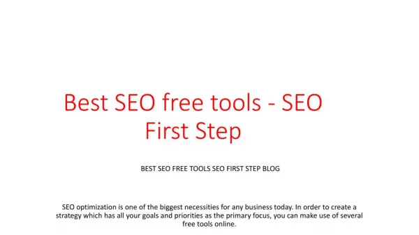 Best SEO free tools - SEO First Step