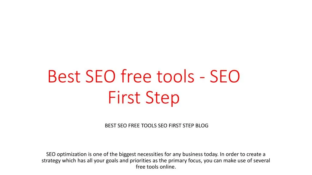 best seo free tools seo first step