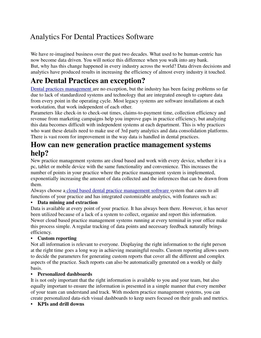 analytics for dental practices software