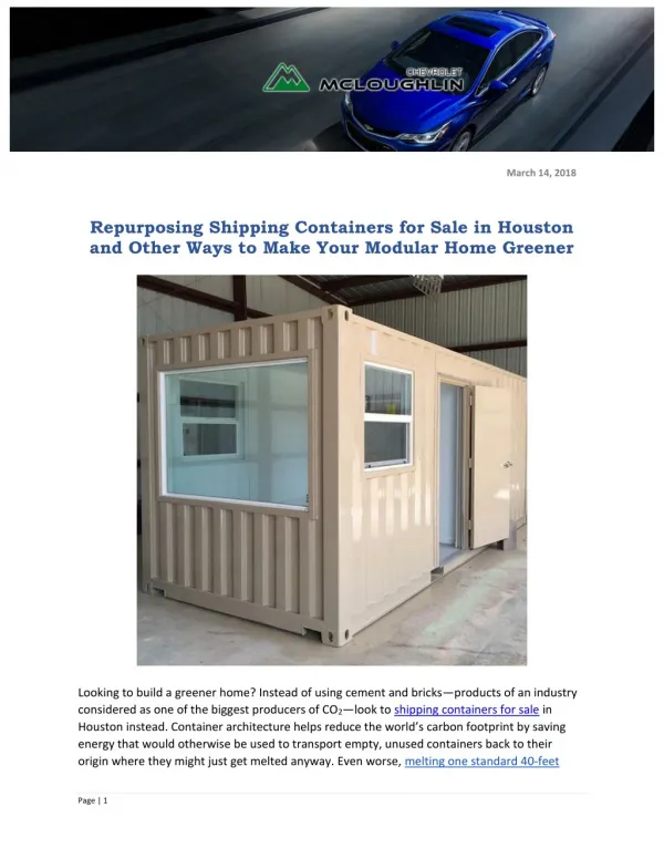 Repurposing Shipping Containers for Sale in Houston and Other Ways to Make Your Modular Home Greener