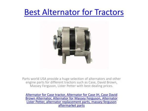 Case Farm Tractor Alternator