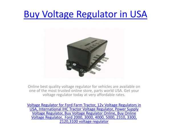 Generators of Ford Tractors Voltage Regulator