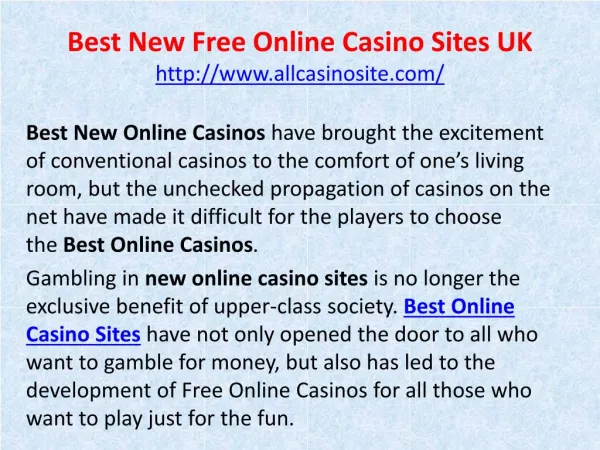 Best New Free Online Casino Sites UK