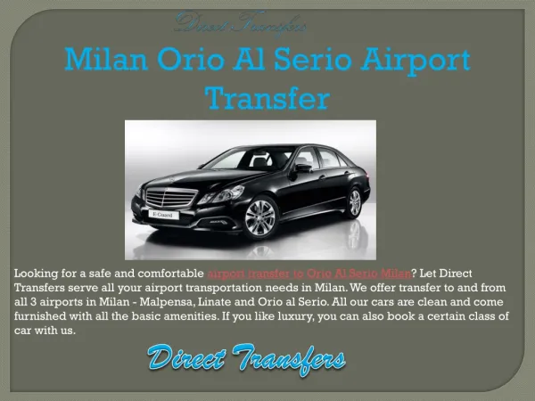 Milan Orio Al Serio Airport Transfer