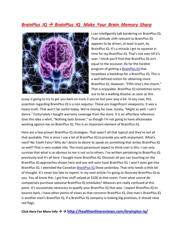 BrainPlus IQ: Make your Brain memory sharp