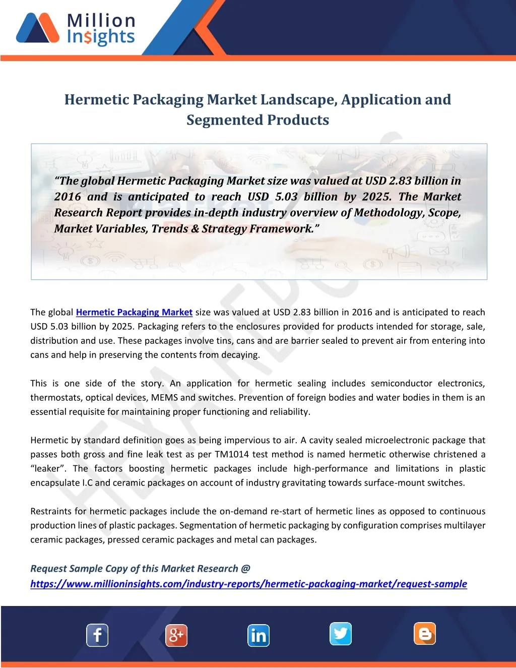 hermetic packaging market landscape application