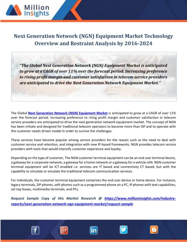 Next Generation Network (NGN) Equipment Market Technology Overview and Restraint Analysis by 2016-2024