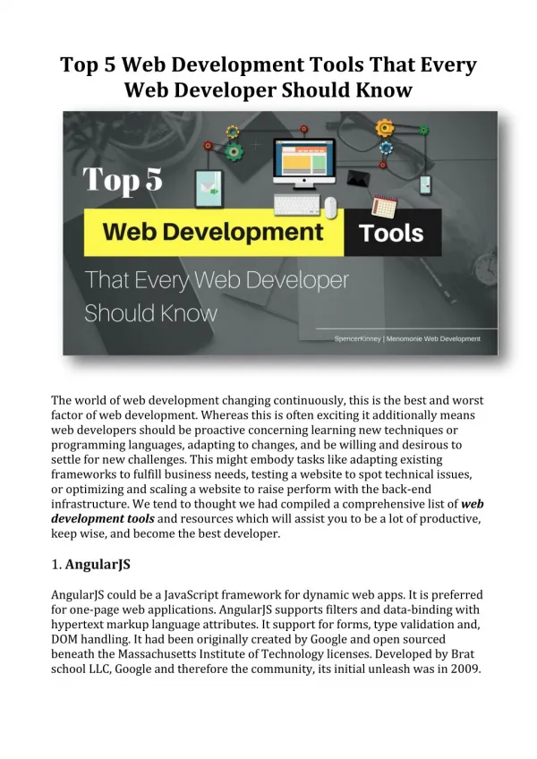 Top 5 Web Development Tools That Every Web Developer Should Know | Menomonie Web Development