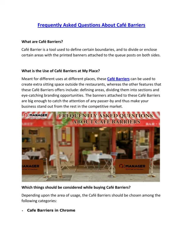 Frequently Asked Questions About Café Barriers