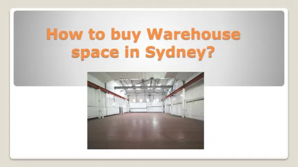 Want to own a warehouse in Sydney?