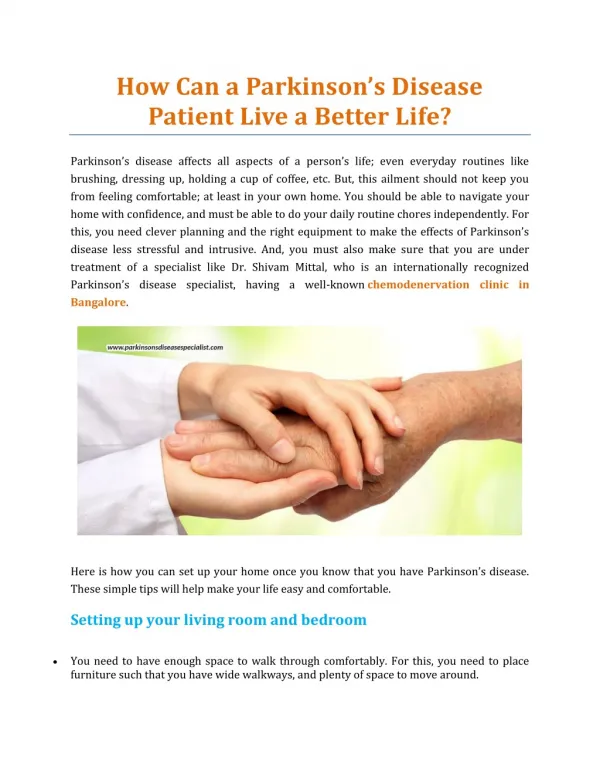 How Can A Parkinson’s Disease Patient Live A Better Life? - Dr. Shivam Mittal