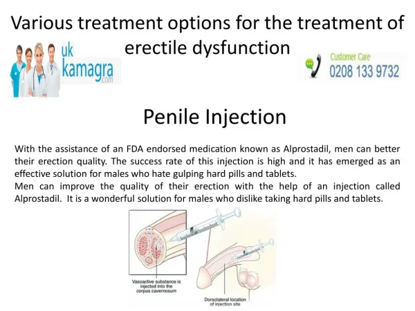 Various treatment options for the treatment of erectile dysfunction