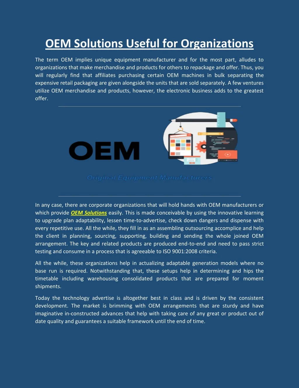 oem solutions useful for organizations