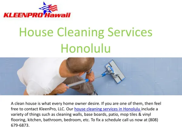 House Cleaning Services in Honolulu